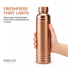 INDDIORA Pure Copper Water Bottle 1 Litre | 100% Pure Copper Drinking Bottle | Leak Proof | BPA Free | Premium Round Shoulder Design | Copper Bottle for Home, Office, Gym & Travel