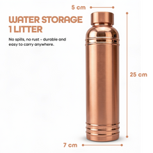 INDDIORA Pure Copper Water Bottle 1 Litre | 100% Pure Copper Drinking Bottle | Leak Proof | BPA Free | Premium Round Shoulder Design | Copper Bottle for Home, Office, Gym & Travel
