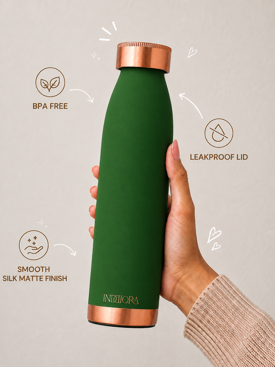 Pure Copper Water Bottle | Silk Matte Finish | for Home, Office, Gym & Travel