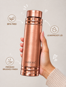 Inddiora Pure Copper Water Bottle 750 ml Royal Ring Design 750 ml Copper Bottle