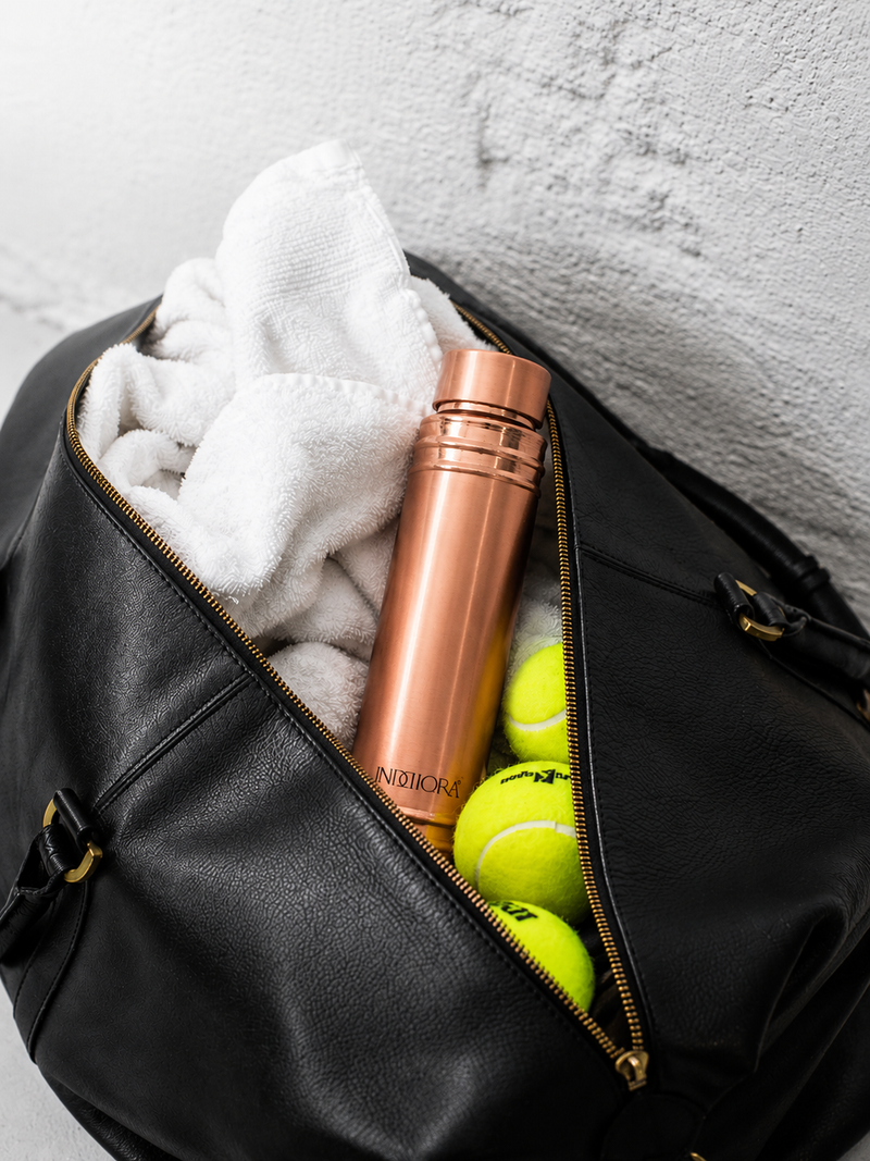 Inddiora Pure Copper Water Bottle 750 ml Royal Ring Design 750 ml Copper Bottle