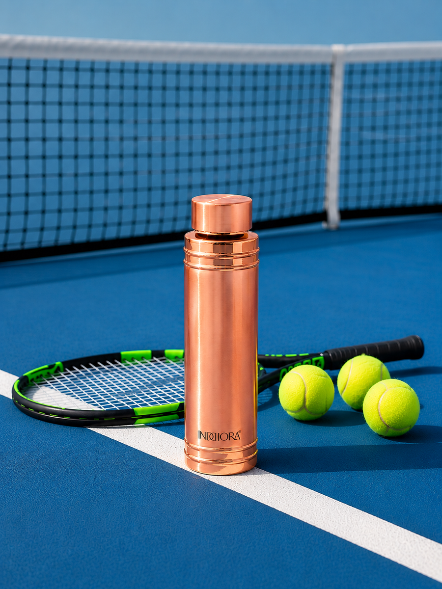 Inddiora Pure Copper Water Bottle 750 ml Royal Ring Design 750 ml Copper Bottle