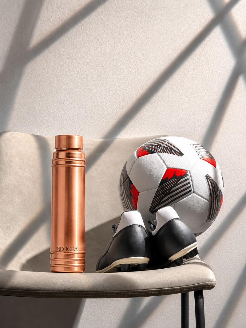 Inddiora Pure Copper Water Bottle 750 ml Royal Ring Design 750 ml Copper Bottle