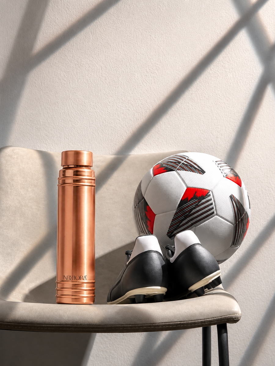 Inddiora Pure Copper Water Bottle 750 ml Royal Ring Design 750 ml Copper Bottle