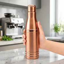 INDDIORA Pure Copper Water Bottle 1 Litre | 100% Pure Copper Drinking Bottle | Leak Proof | BPA Free | Premium Ring Design | Reusable Water Bottle for Home, Office & Travel