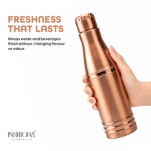 INDDIORA Pure Copper Water Bottle 1 Litre | 100% Pure Copper Drinking Bottle | Leak Proof | BPA Free | Premium Ring Design | Reusable Water Bottle for Home, Office & Travel