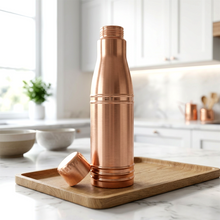 INDDIORA Pure Copper Water Bottle 1 Litre | 100% Pure Copper Drinking Bottle | Leak Proof | BPA Free | Premium Ring Design | Reusable Water Bottle for Home, Office & Travel