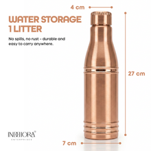 INDDIORA Pure Copper Water Bottle 1 Litre | 100% Pure Copper Drinking Bottle | Leak Proof | BPA Free | Premium Ring Design | Reusable Water Bottle for Home, Office & Travel