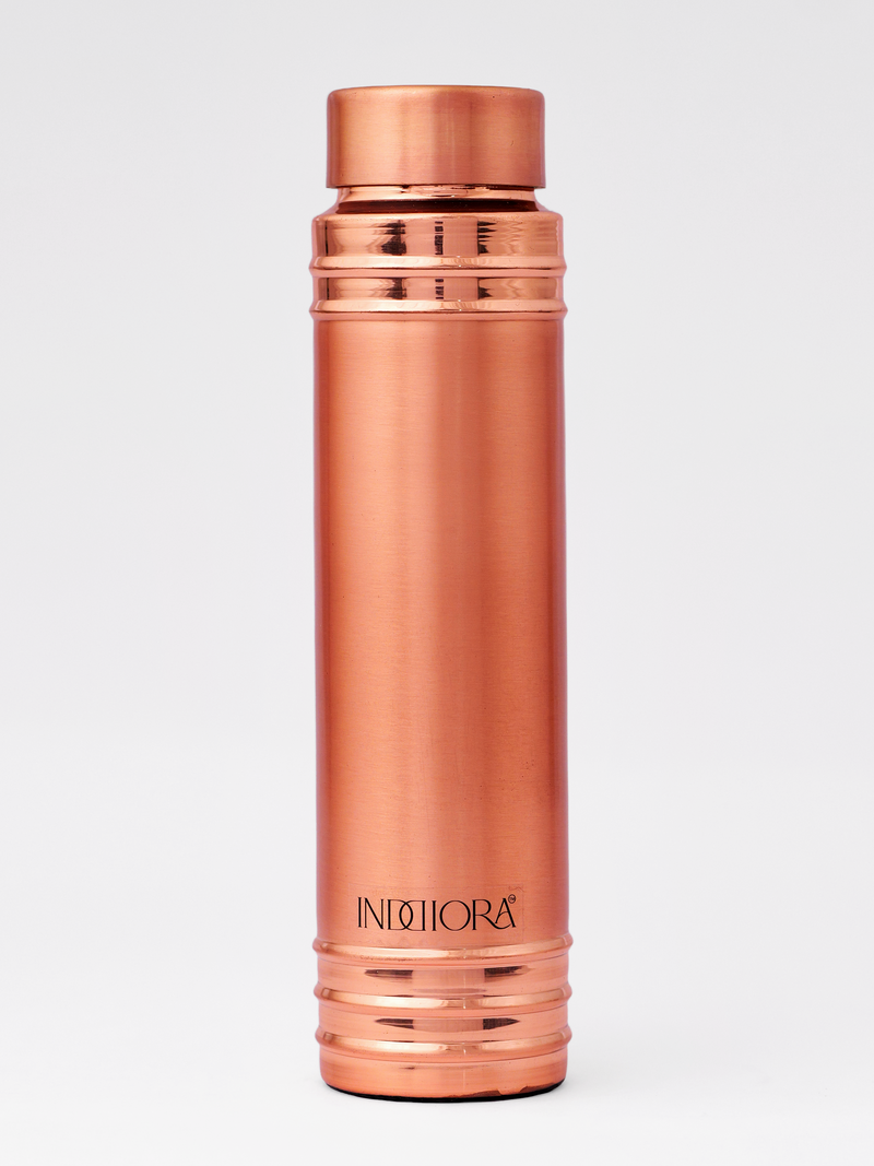 Inddiora Pure Copper Water Bottle 750 ml Royal Ring Design 750 ml Copper Bottle