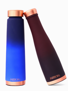 Pure Copper Water Bottle Combo of 3, Silk Finish, Red Green Blue