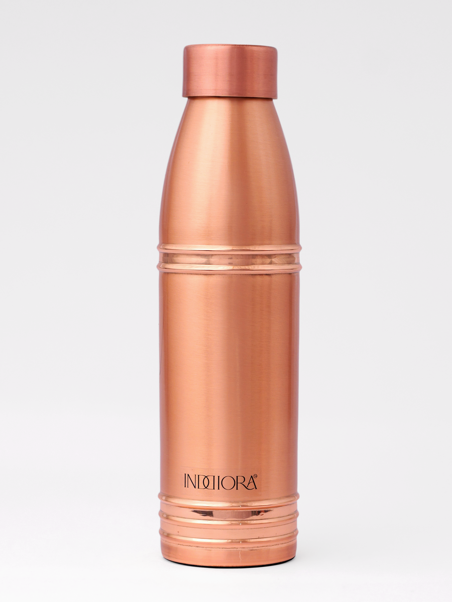 INDDIORA Pure Copper Water Bottle 1 Litre Champagne Design