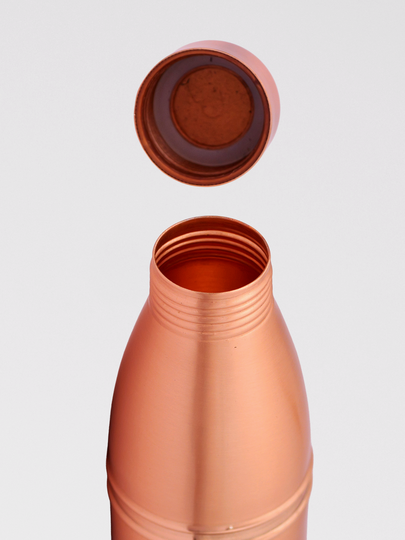 INDDIORA Pure Copper Water Bottle 1 Litre Champagne Design