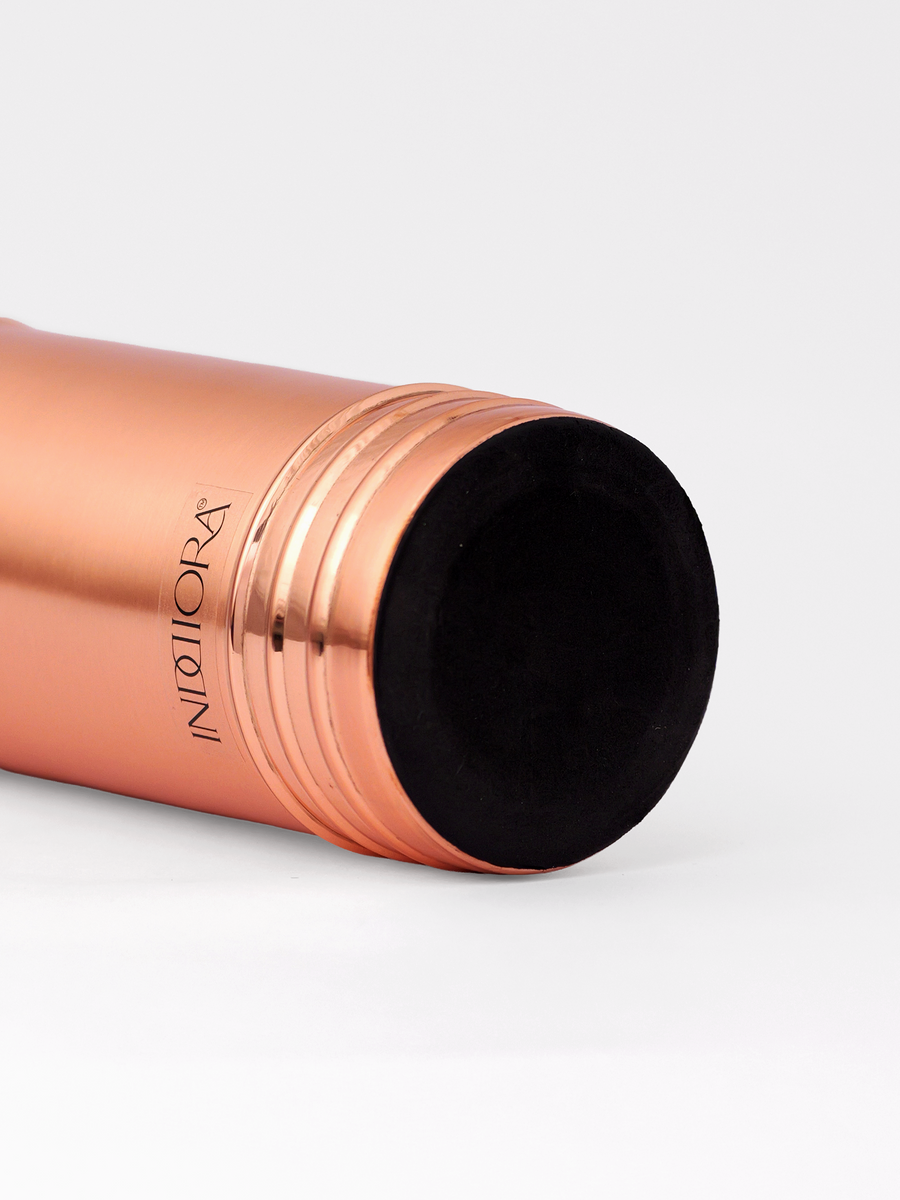 INDDIORA Pure Copper Water Bottle 1 Litre Champagne Design