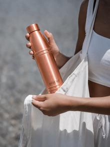 INDDIORA Pure Copper Water Bottle 1 Litre Champagne Design
