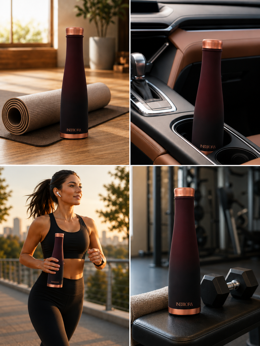 Pure Copper Water Bottle |  Silk Matte Finish | for Home, Office, Gym & Travel